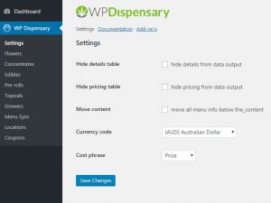 WP Dispensary menu management