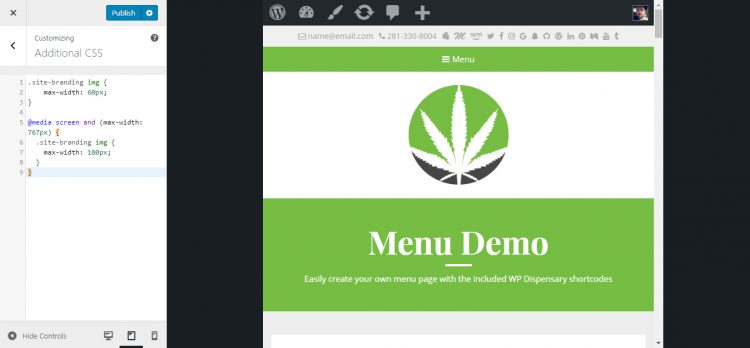 WP Dispensary logo image size mobile and tablets