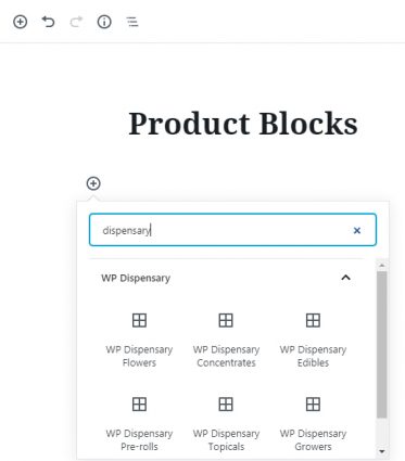 WP Dispensary Product Blocks example